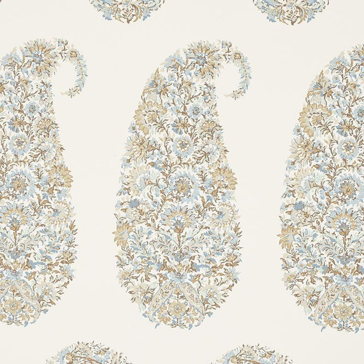 Shirala Paisley Aqua 5009971 by Schumacher Designer Wallpaper Palampore 6.75" - Swanky Fabrics -
