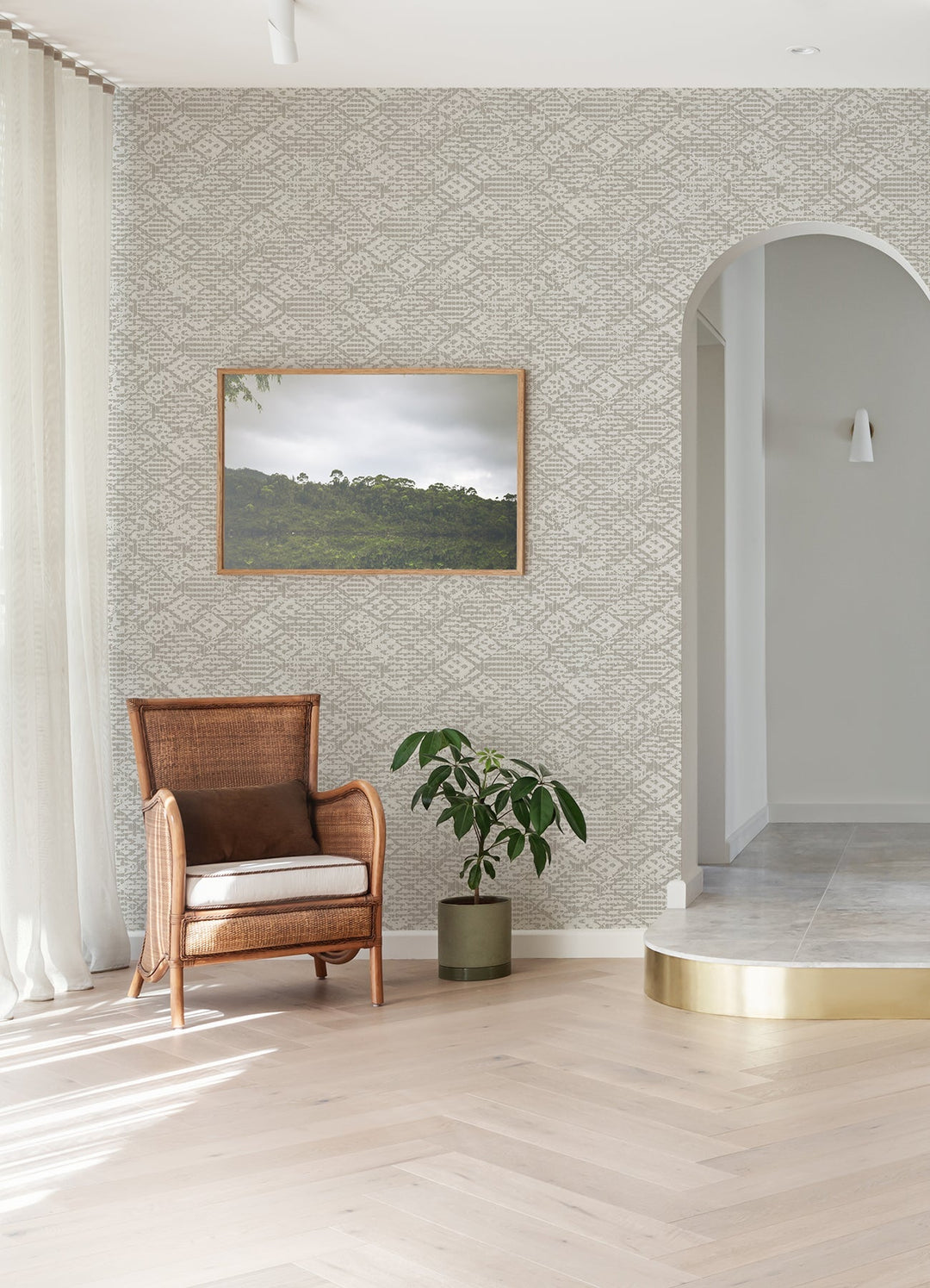 Helene Silver Glitter Geometric Wallpaper by A-Street Prints Designer