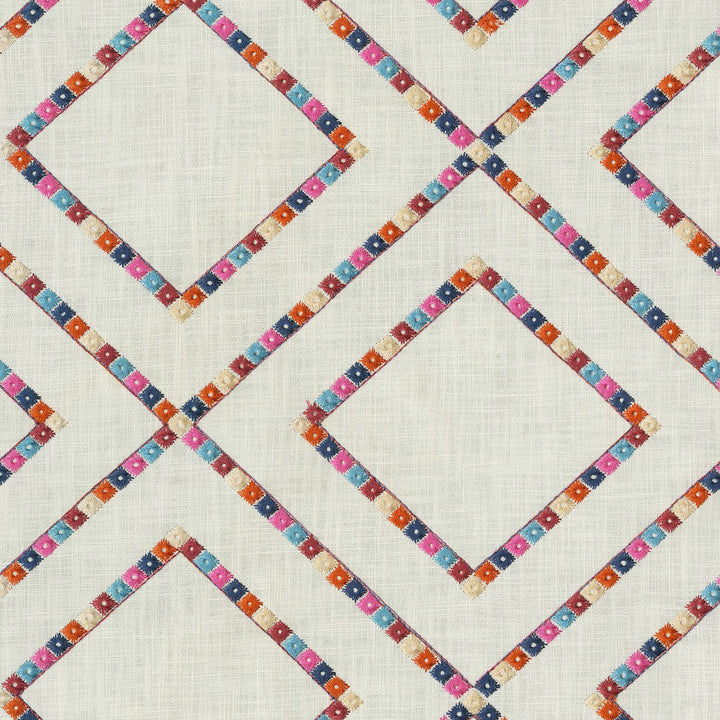 Beaded Lattice Carnival 410510 by PKL Studio Designer Fabric - 100% Cotton Embroid:100% Viscose INDIA 51000 Horizontal: 12.5 and Vertical: 11.5 55 - Swanky Fabrics -