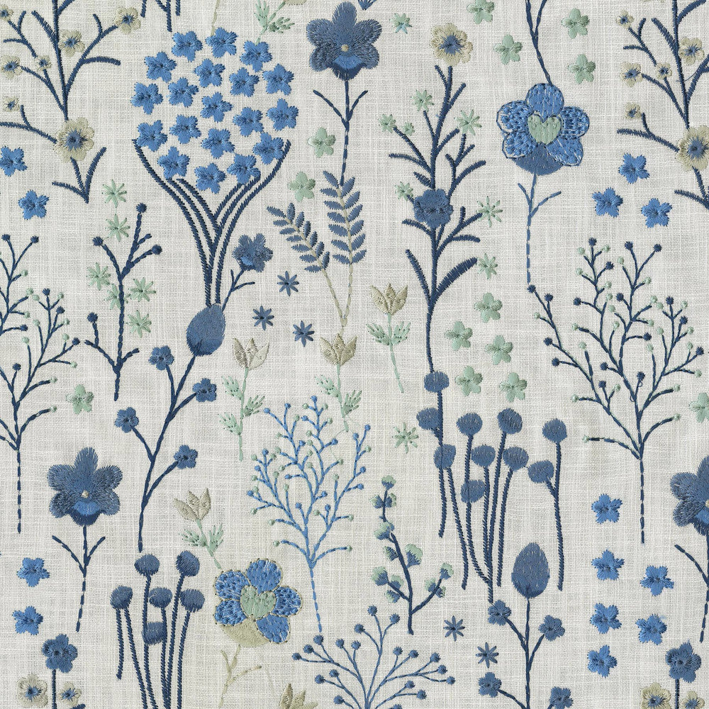 Floral Feast Emb Porcelain 410521 by PKL Studio Designer Fabric - 100% Cotton Embroid:100% Viscose INDIA 27000 Horizontal: 12.8 and Vertical: 15.3 55 - Swanky Fabrics -