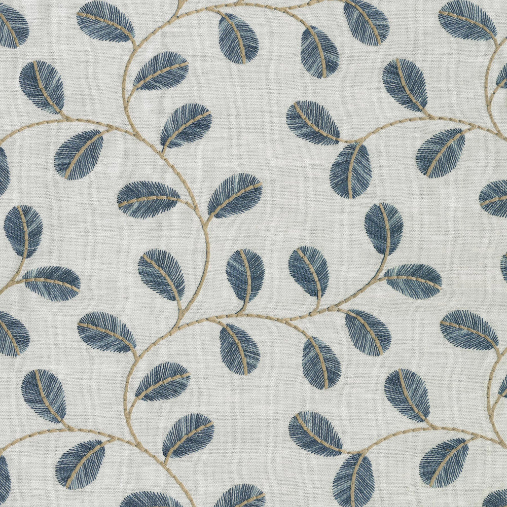 Leaf Love Emb Lapis 410532 by PKL Studio Designer Fabric Base 71% Polyester, 29% Cotton Emb 100% Viscose India 19000 Horizontal: 10.4 and Vertical: 9.4 54 - Swanky Fabrics -
