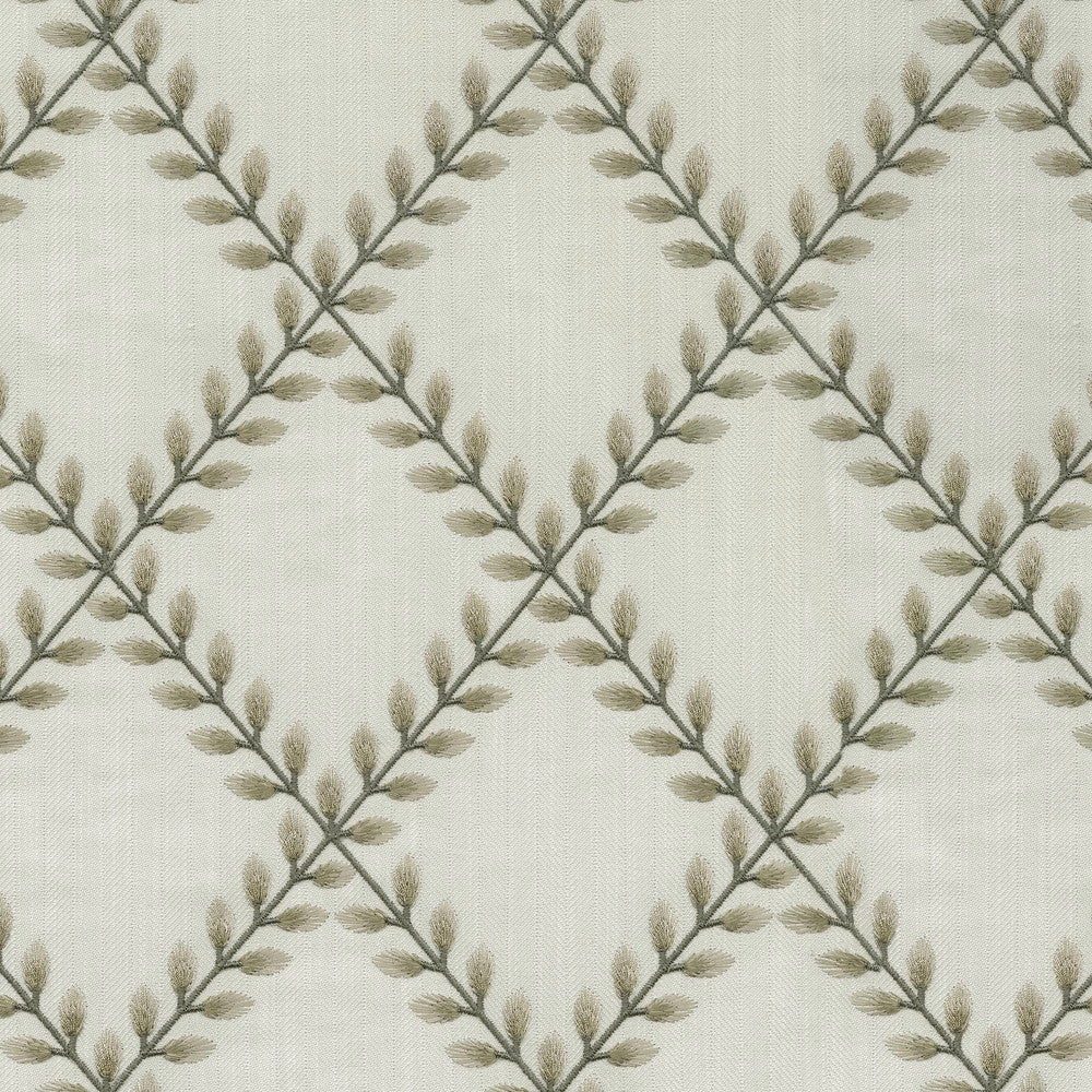 Clover Lane Emb Birch 410571 by PKL Studio Designer Fabric Base 100% Polyester Emb 100% Viscose India 51000 Horizontal: 5.38 and Vertical: 6.25 55 - Swanky Fabrics -