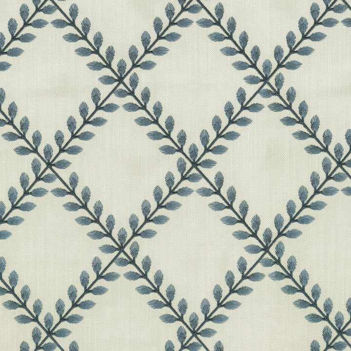 Clover Lane Emb Porcelain 410572 by PKL Studio Designer Fabric Base 100% Polyester Emb 100% Viscose India 51000 Horizontal: 5.38 and Vertical: 6.25 55 - Swanky Fabrics -