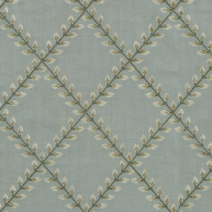 Clover Lane Emb Mist 410573 by PKL Studio Designer Fabric Base 100% Polyester Emb 100% Viscose India 51000 Horizontal: 5.38 and Vertical: 6.25 55 - Swanky Fabrics -
