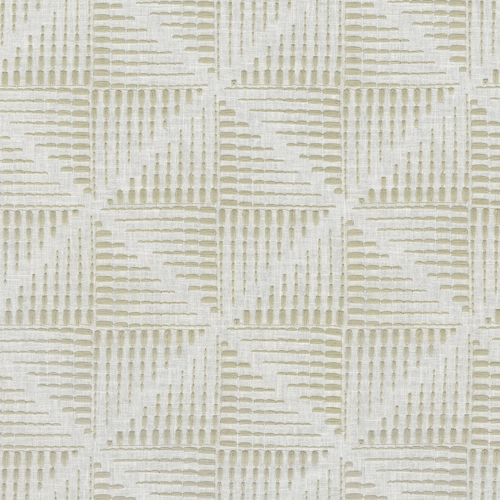 Maddox Emb Flax 411232 by PKL Studio Designer Fabric Base 52% Polyester, 48% Cotton Emb 100% Polyester India 51000 Horizontal: 6.25 and Vertical: 6.25 54 - Swanky Fabrics -