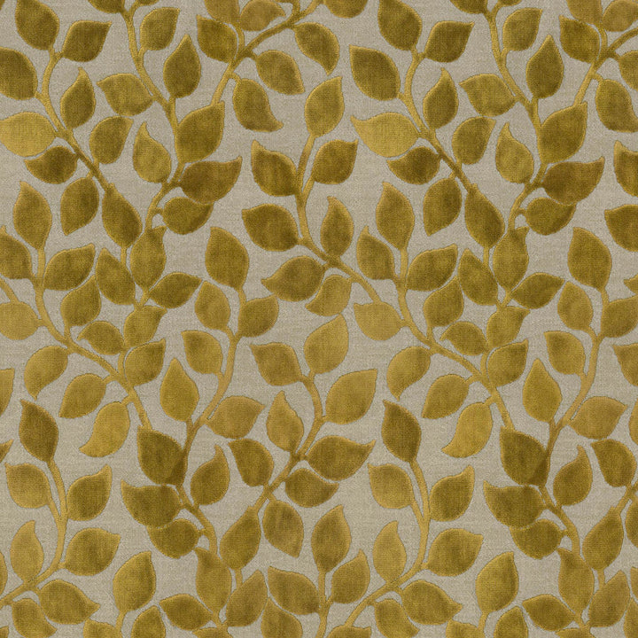 Lovely Leaf Golden 411260 by PKL Studio Designer Fabric - 38% rayon, 34% cotton, 28% polyester India 51000 Horizontal: 13.5 and Vertical: 22 54 - Swanky Fabrics -