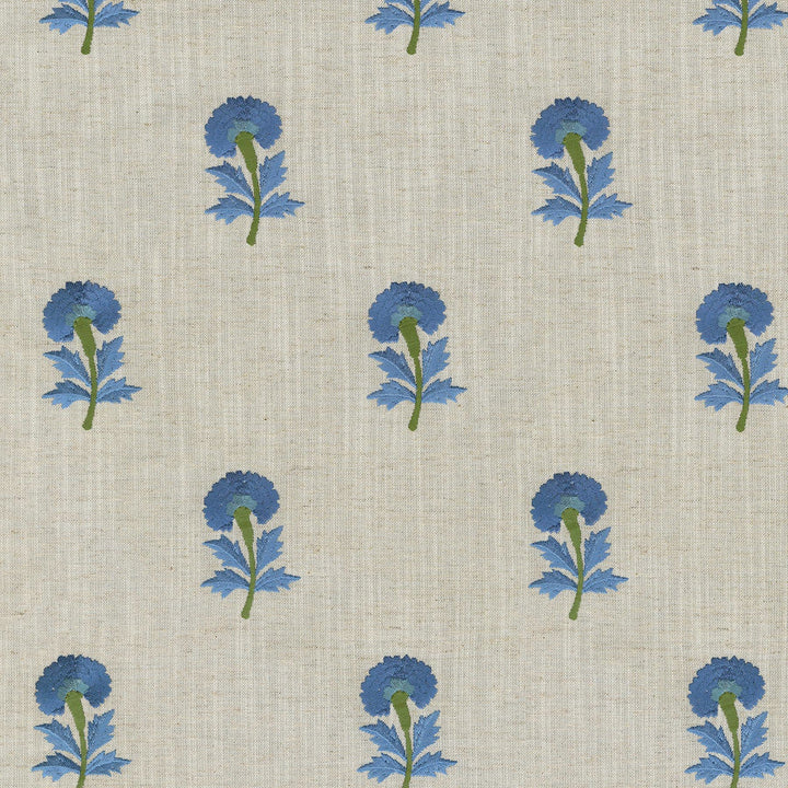 Thistle Embroidery Bluebell 411491 by PKL Studio Designer Fabric - 82% polyester, 11% cotton, 7% linen Emboidery 100% rayon India 51000 Horizontal: 5.3 and Vertical: 6.2 54 - Swanky Fabrics -