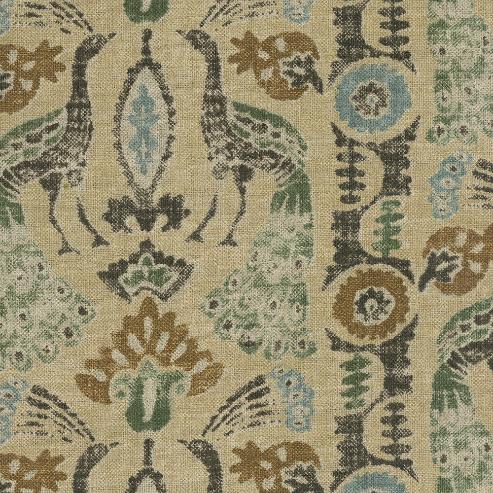 Peacock Parade Espresso 411601 by PKL Studio Designer Fabric 75% Cotton, 25% Linen Pakistan 27000 Horizontal: 13.5 and Vertical: 12.75 54 - Swanky Fabrics -