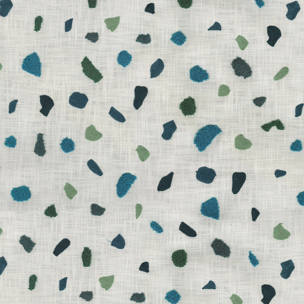 Terrazzo Emb Lapis 411612 by PKL Studio Designer Fabric Base 100% Cotton Emb 100% Acrylic India 51000 Horizontal: 16.7 and Vertical: 15.3 54 - Swanky Fabrics -