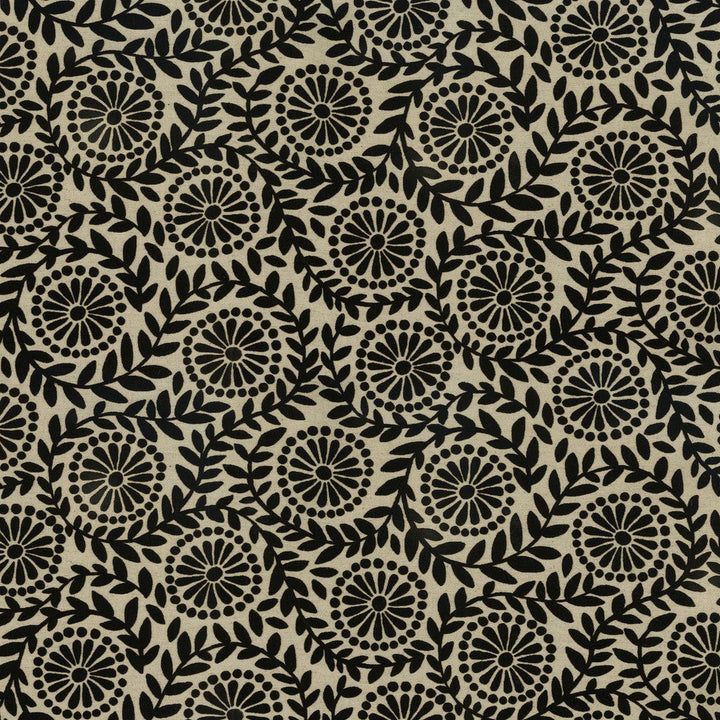 Flock Botanical Black 411640 by PKL Studio Designer Fabric - Base 80% cotton, 20% linen Face: 100% acrylic flock fibers China 51000 Horizontal: 27 and Vertical: 13.5 54 - Swanky Fabrics -