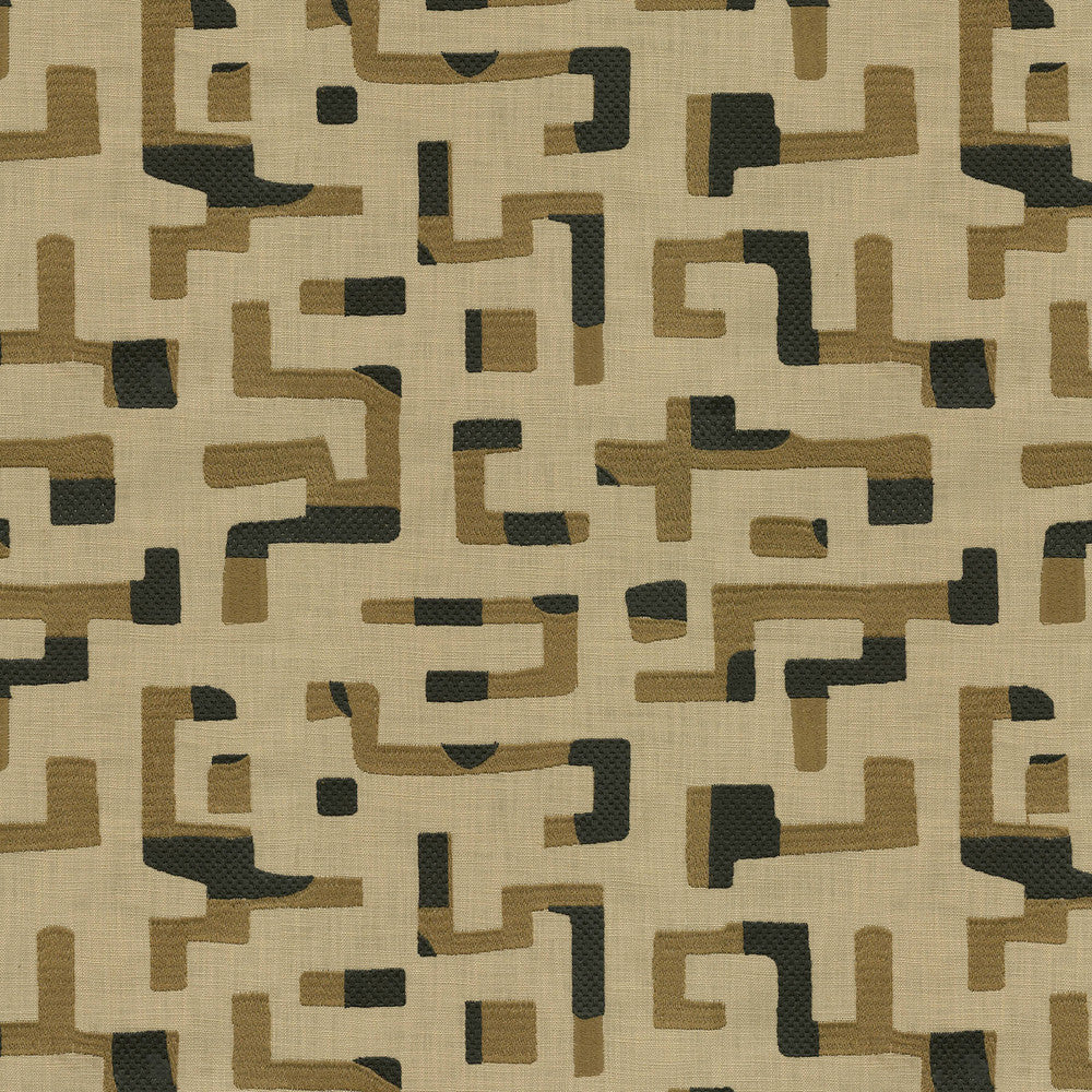 Maze Emb Ebony 411733 by PKL Studio Designer Fabric Bae 100% Cotton Emb 100% Polyester India 27000 Horizontal: 18.25 and Vertical: 15.375 57 - Swanky Fabrics -