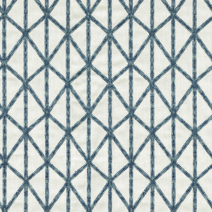 Matrix Emb Indigo 411820 by PKL Studio Designer Fabric Base 50% Polyester, 50% Cotton Emb 100% Polyester India 51000 Horizontal: 2.63 and Vertical: 3 55 - Swanky Fabrics -