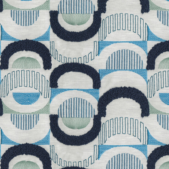 Half Moon Emb Luna 411871 by PKL Studio Designer Fabric Base 71% Polyester 29% Cotton Emb 100% Rayon India 51000 Horizontal: 12.5 and Vertical: 9.25 54 - Swanky Fabrics -