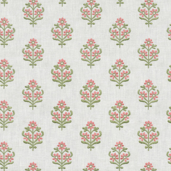 Floral Sprig Emb Spring 412381 by PKL Studio Designer Fabric Base 50% polyester, 50% cotton Emb: 100% polyester India 6000 Horizontal: 4.5 and Vertical: 3 55 - Swanky Fabrics -