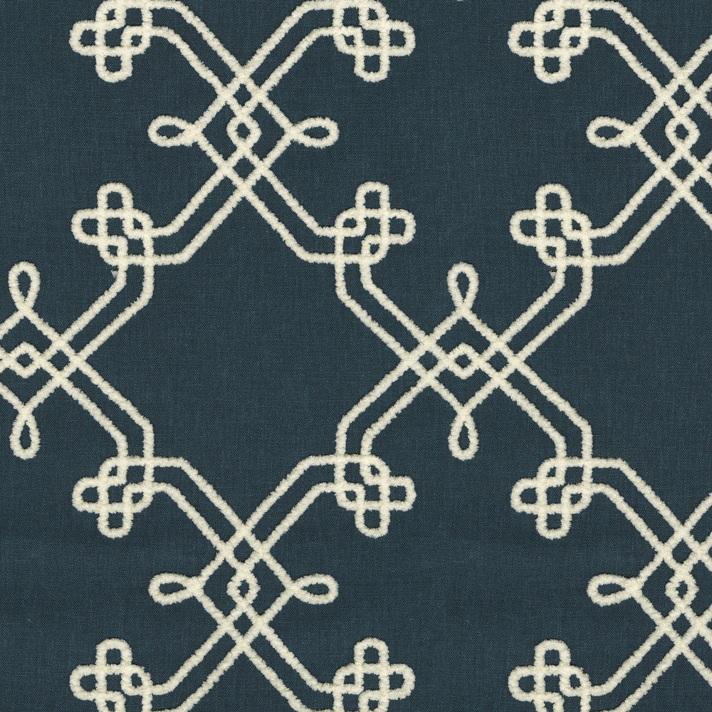 Dynasty Emb Indigo 412443 by PKL Studio Designer Fabric Base 60% polyester, 30% cotton, 10% linen Emb: 100% polyester India 51000 Horizontal: 8.75 and Vertical: 9.25 55 - Swanky Fabrics -