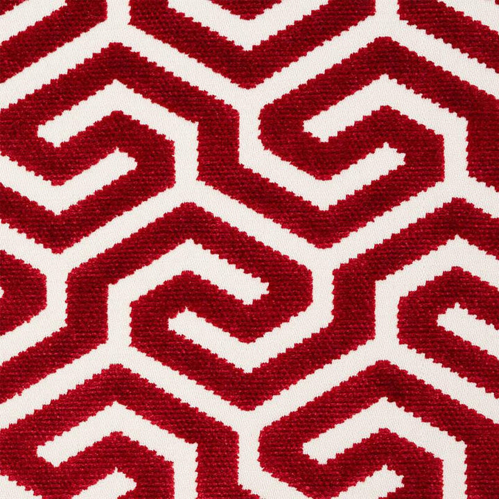 Ming Fret Velvet Red 73105 by Schumacher Designer Fabric Cut & Patterned Velvets 3.75" - Swanky Fabrics -