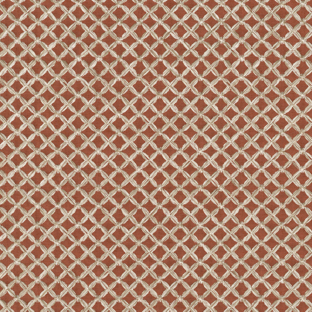 Laguna Emb Cinnabar 412482 by PKL Studio Designer Fabric Base 82% polyester, 11% cotton, 7% linen Emb: 100% cotton India 51000 Horizontal: 0.88 and Vertical: 0.75 56 - Swanky Fabrics -