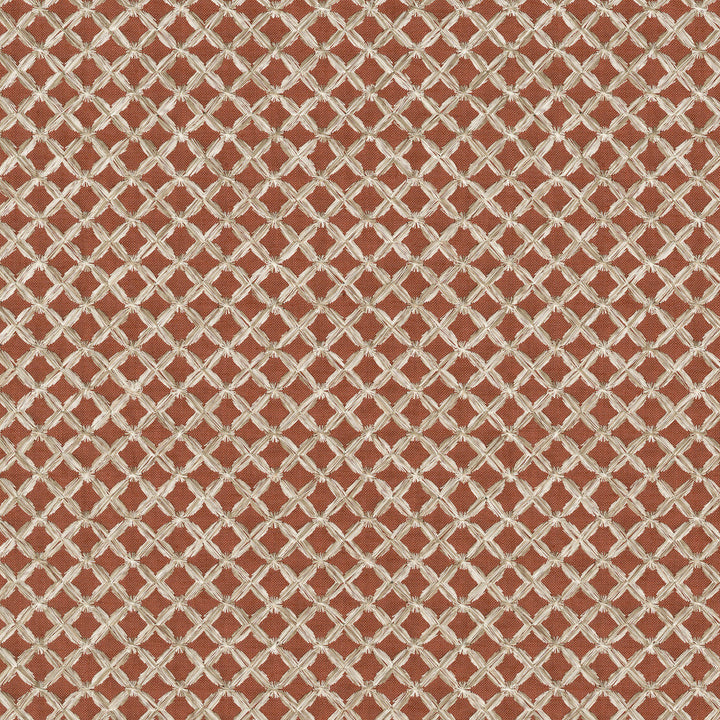 Laguna Emb Cinnabar 412482 by PKL Studio Designer Fabric Base 82% polyester, 11% cotton, 7% linen Emb: 100% cotton India 51000 Horizontal: 0.88 and Vertical: 0.75 56 - Swanky Fabrics -