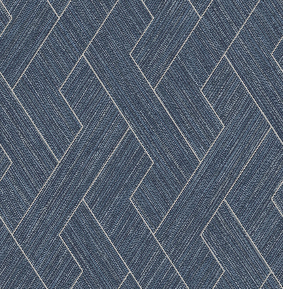 Ember Indigo Geometric Basketweave Wallpaper by Advantage Designer Fusion Covers about 56.4 square feet 20.5-in by 33-ft long roll Unpasted 20.9 - Swanky Fabrics -