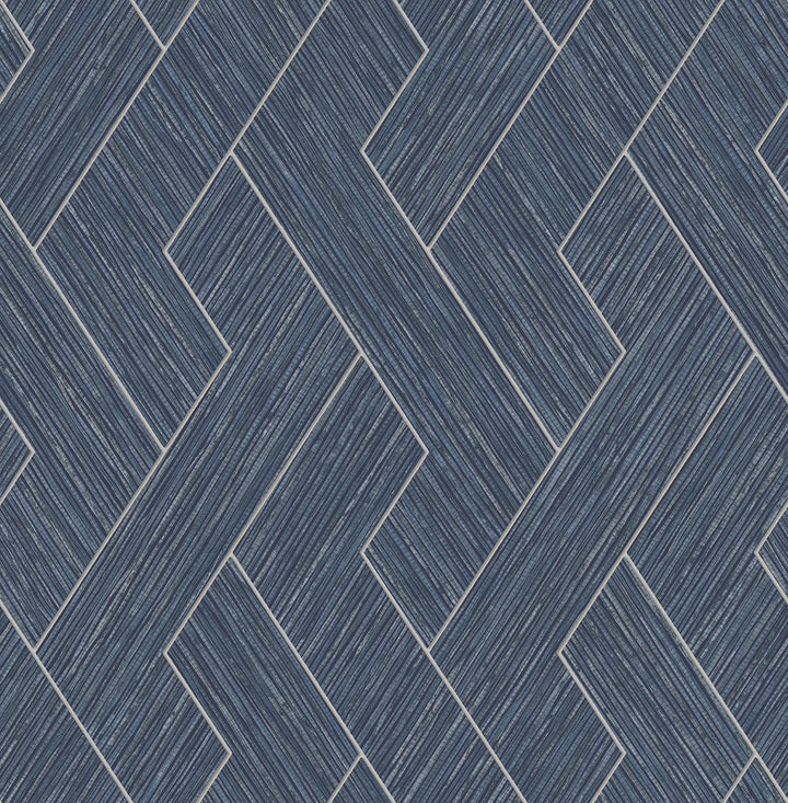 Ember Indigo Geometric Basketweave Wallpaper by Advantage Designer Fusion Covers about 56.4 square feet 20.5-in by 33-ft long roll Unpasted 20.9 - Swanky Fabrics -