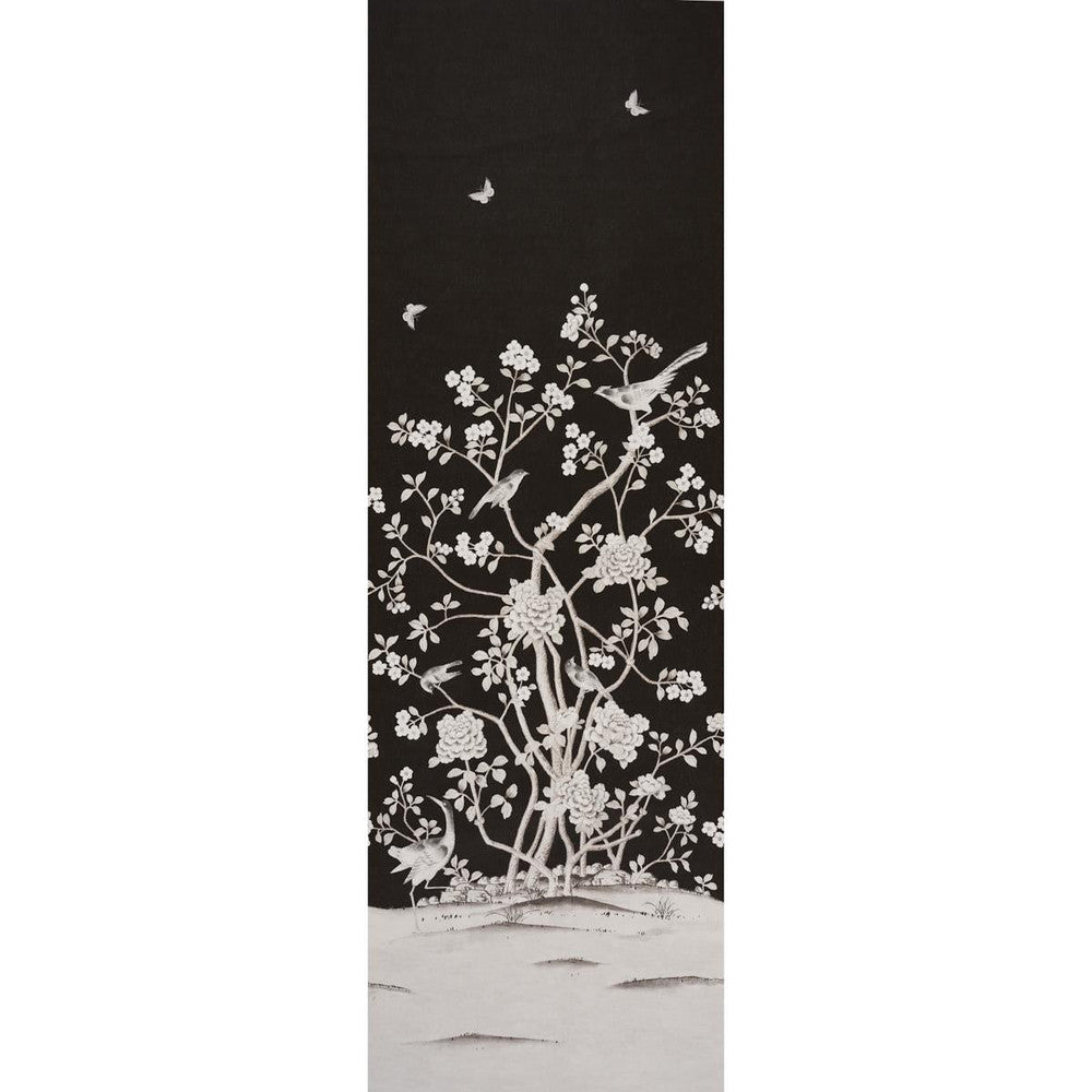 Chinois Palais Vinyl Panel Noir 5010162 by Schumacher Designer Wallpaper Silver Lining Performance Wallcoverings 47.0" - Swanky Fabrics -