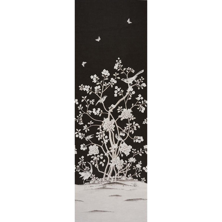 Chinois Palais Vinyl Panel Noir 5010162 by Schumacher Designer Wallpaper Silver Lining Performance Wallcoverings 47.0" - Swanky Fabrics -