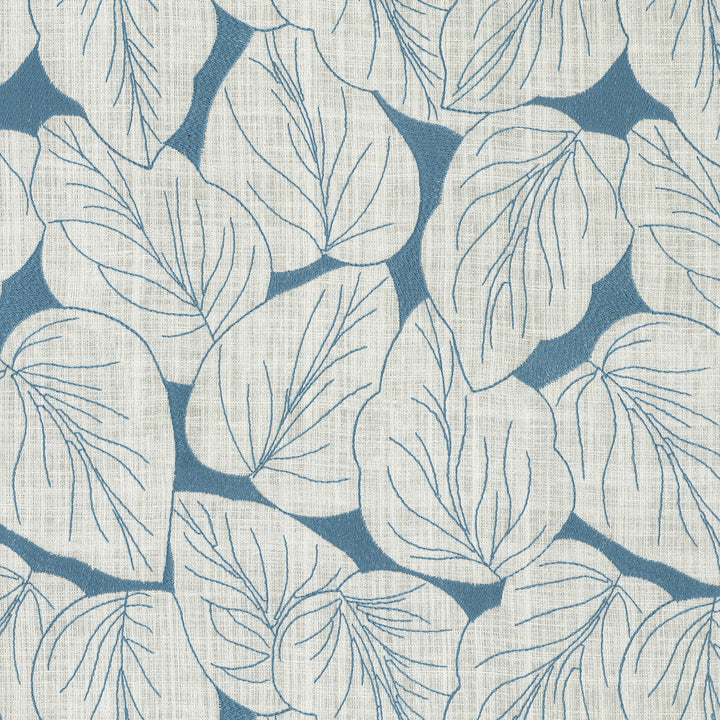 Philodendro Emb Aegean 412580 by PKL Studio Designer Fabric Base 70% Polyester, 30% Cotton Emb 100% polyester India 51000 Horizontal: 12.8 and Vertical: 15.5 54 - Swanky Fabrics -