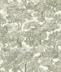 Chesapeake Wallpaper Spinney Green Toile