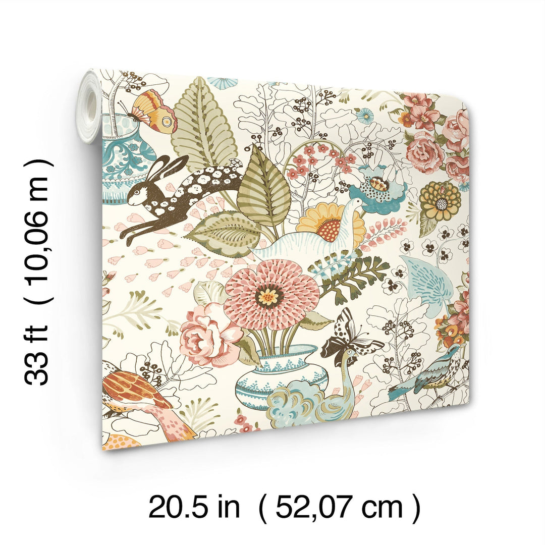 Whimsy Pink Fauna Wallpaper by A-Street Prints Designer