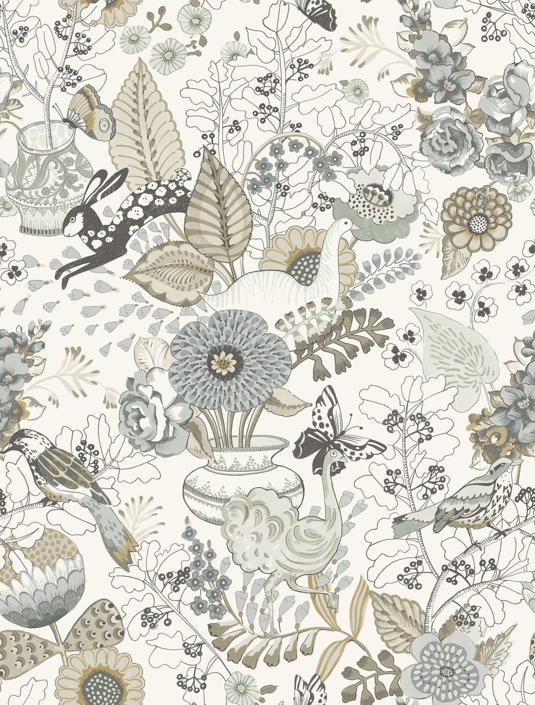 Whimsy Neutral Fauna Wallpaper by A-Street Prints Designer