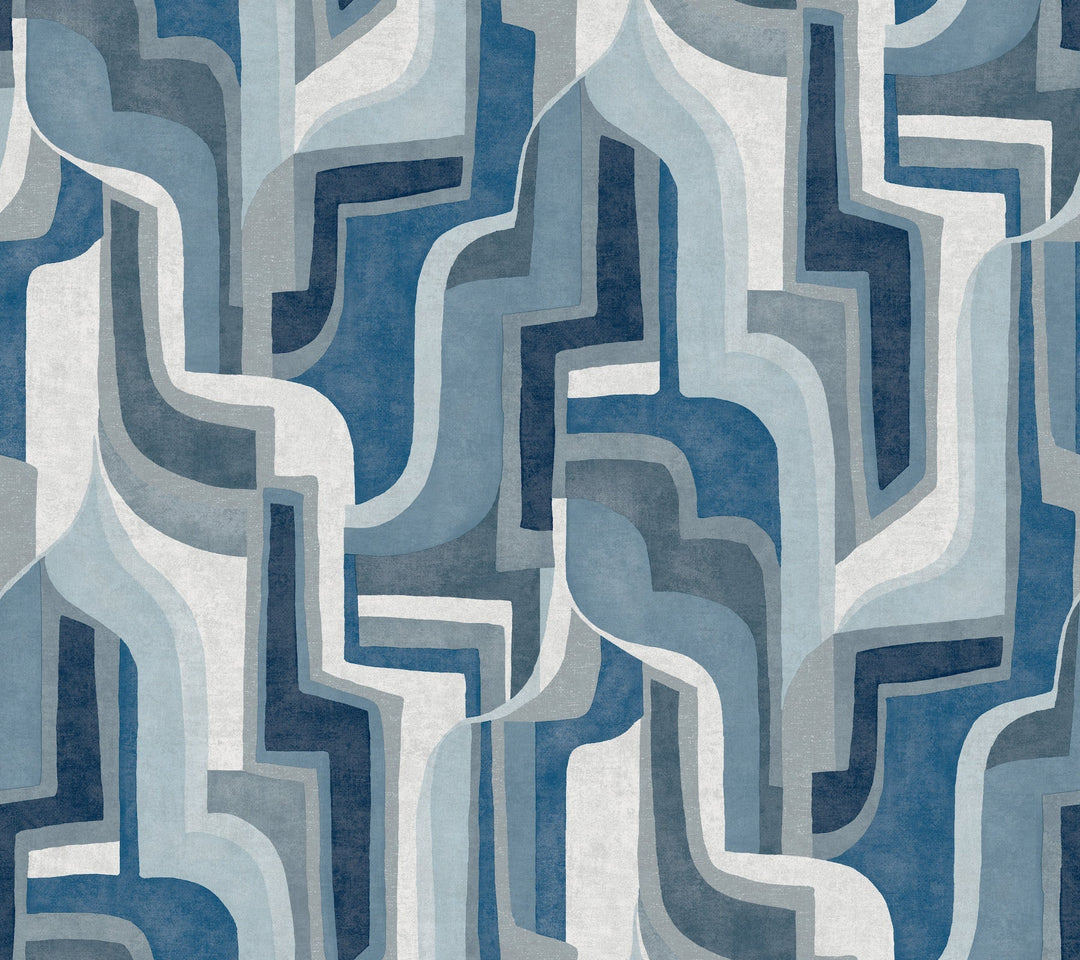 Tulum Blue Surreal Shapes Wallpaper by A-Street Prints Designer