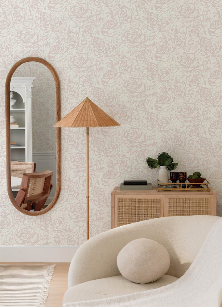 Nelda Light Pink Rose Wallpaper by A-Street Prints Designer