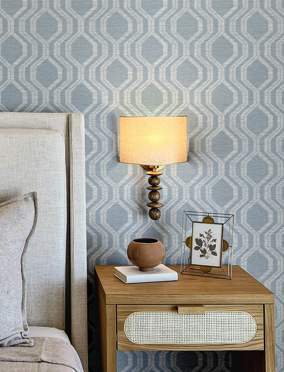 Burton Pewter Modern Ogee Wallpaper by A-Street Prints Designer
