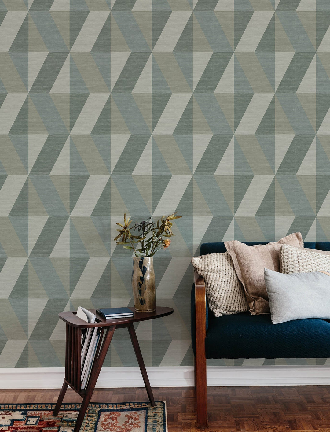 Winslow Green Geometric Faux Grasscloth Wallpaper by A-Street Prints Designer