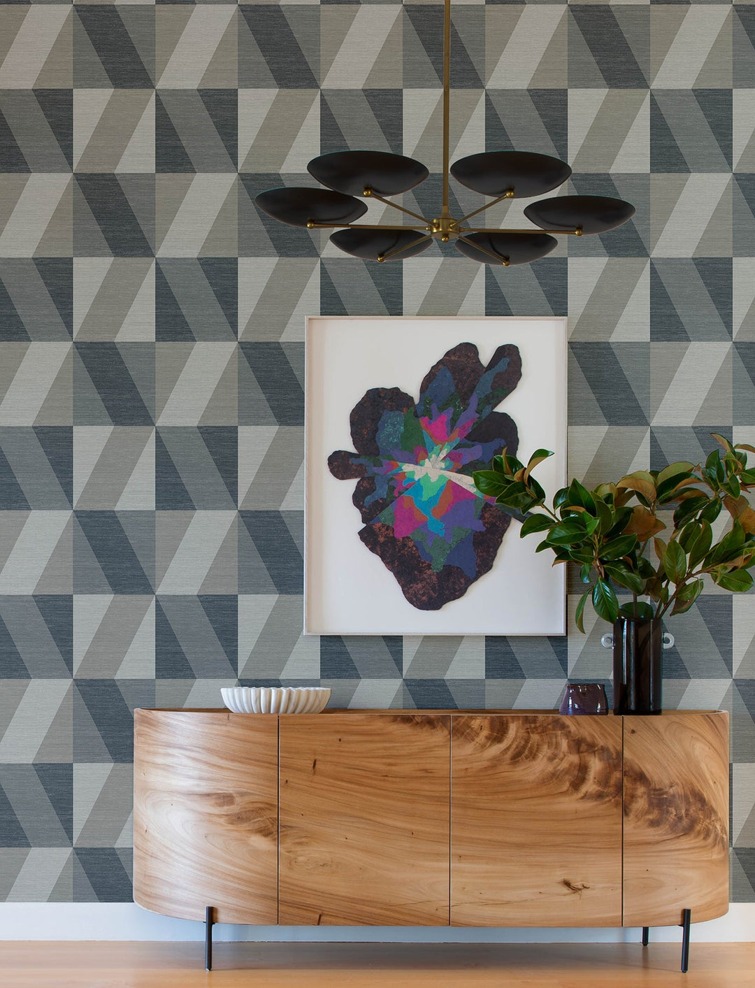 Winslow Slate Geometric Faux Grasscloth Wallpaper by A-Street Prints Designer