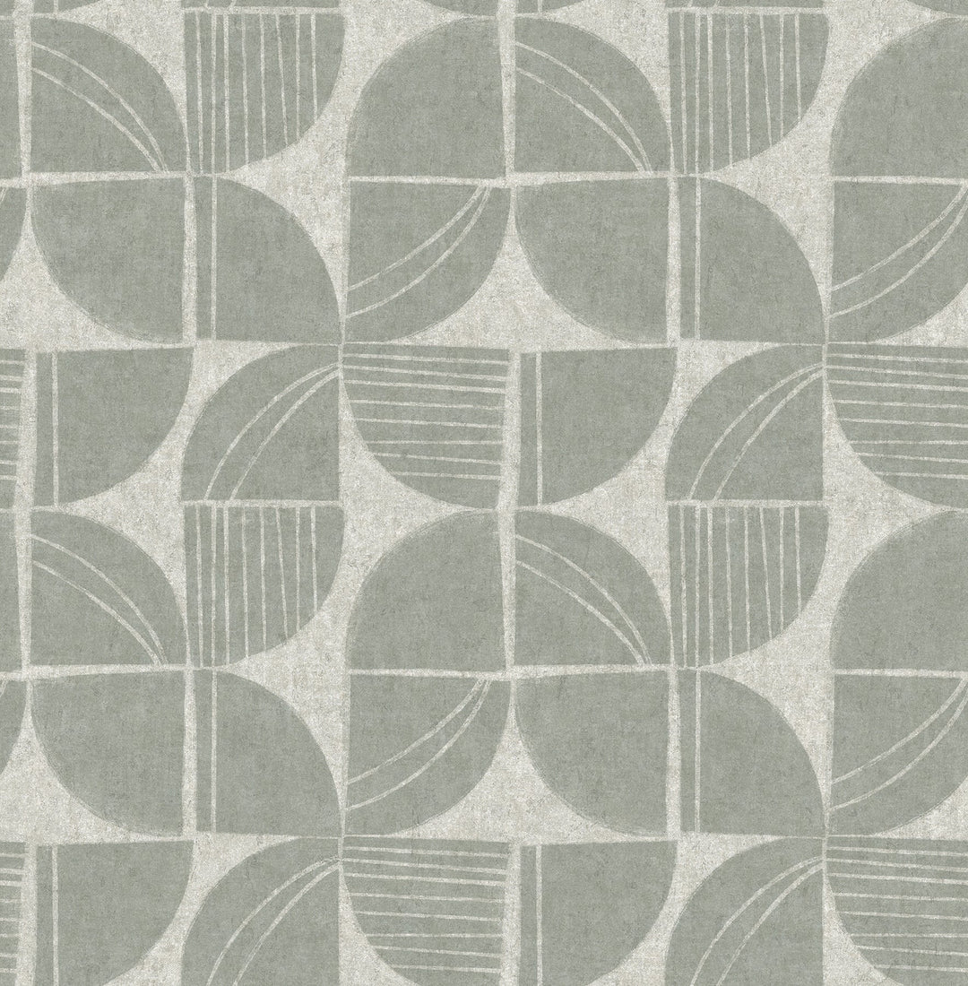 Baxter Sea Green Semicircle Mosaic Wallpaper by A-Street Prints Designer