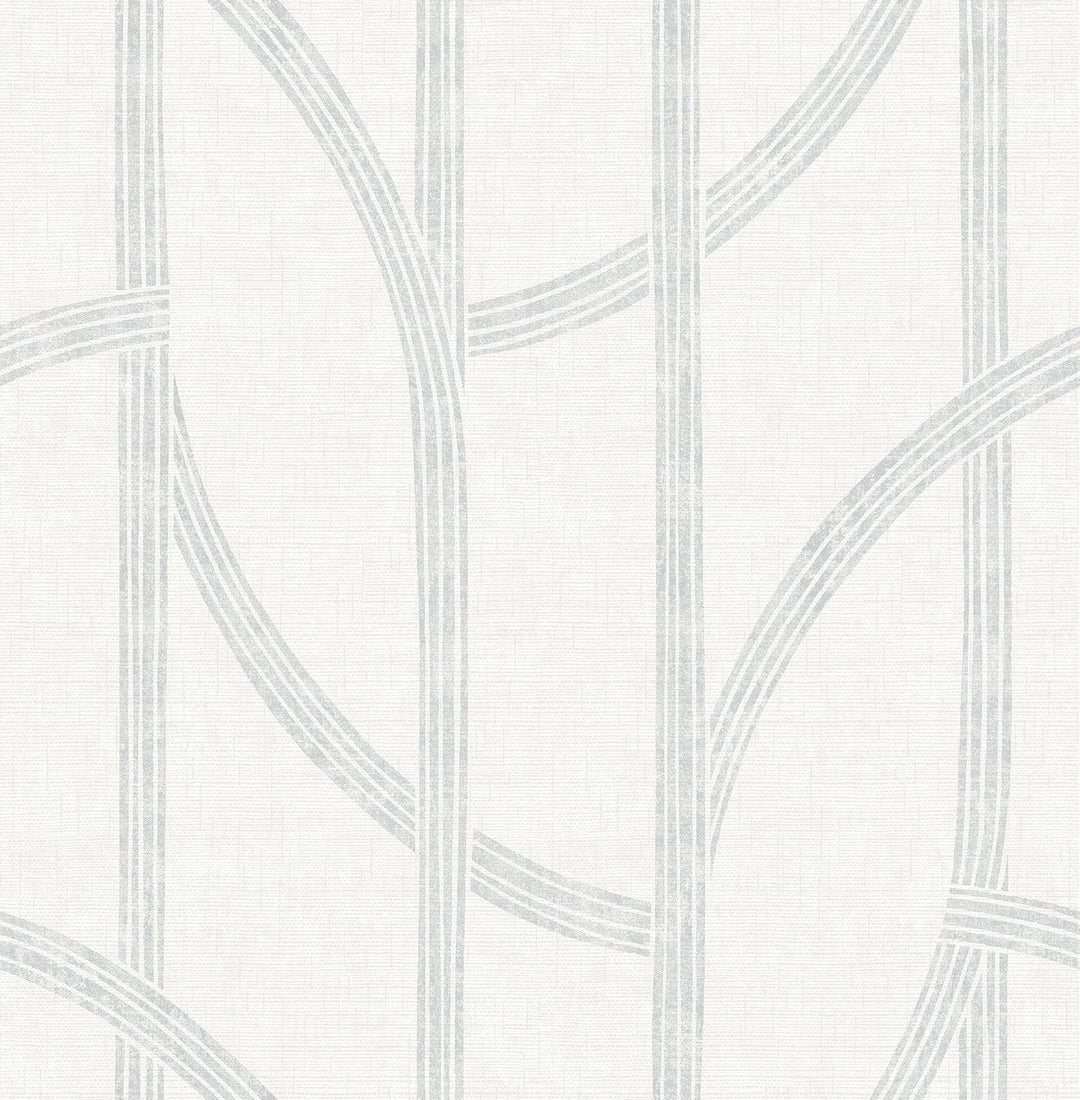 Harlow Silver Curved Contours Wallpaper by A-Street Prints Designer