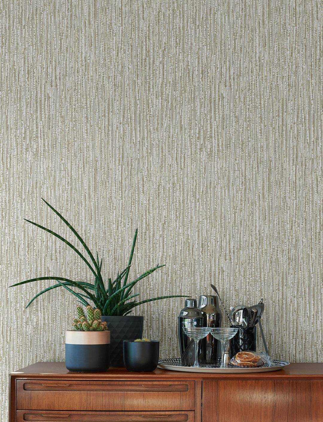 Corliss Neutral Beaded Strands Wallpaper by A-Street Prints Designer