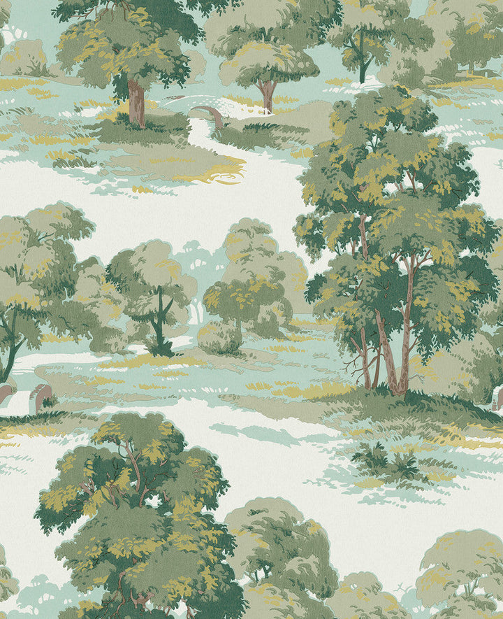 Sherwood Green Glade Wallpaper by Advantage Designer Westbury Forest Covers about 56.4 square feet 20.5-in by 33-ft long roll Unpasted 25.2 - Swanky Fabrics -