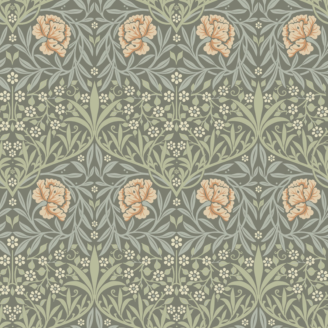 Oxford Union Grey Floral Vines Wallpaper by A-Street Prints Designer