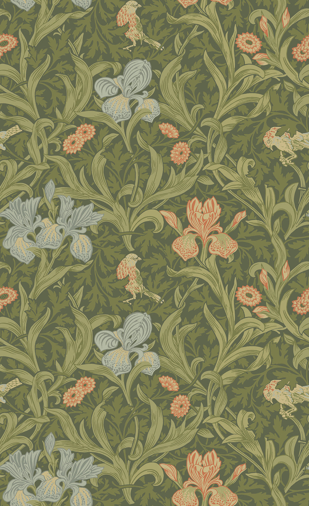Iris Green Wild Gardens Wallpaper by A-Street Prints Designer