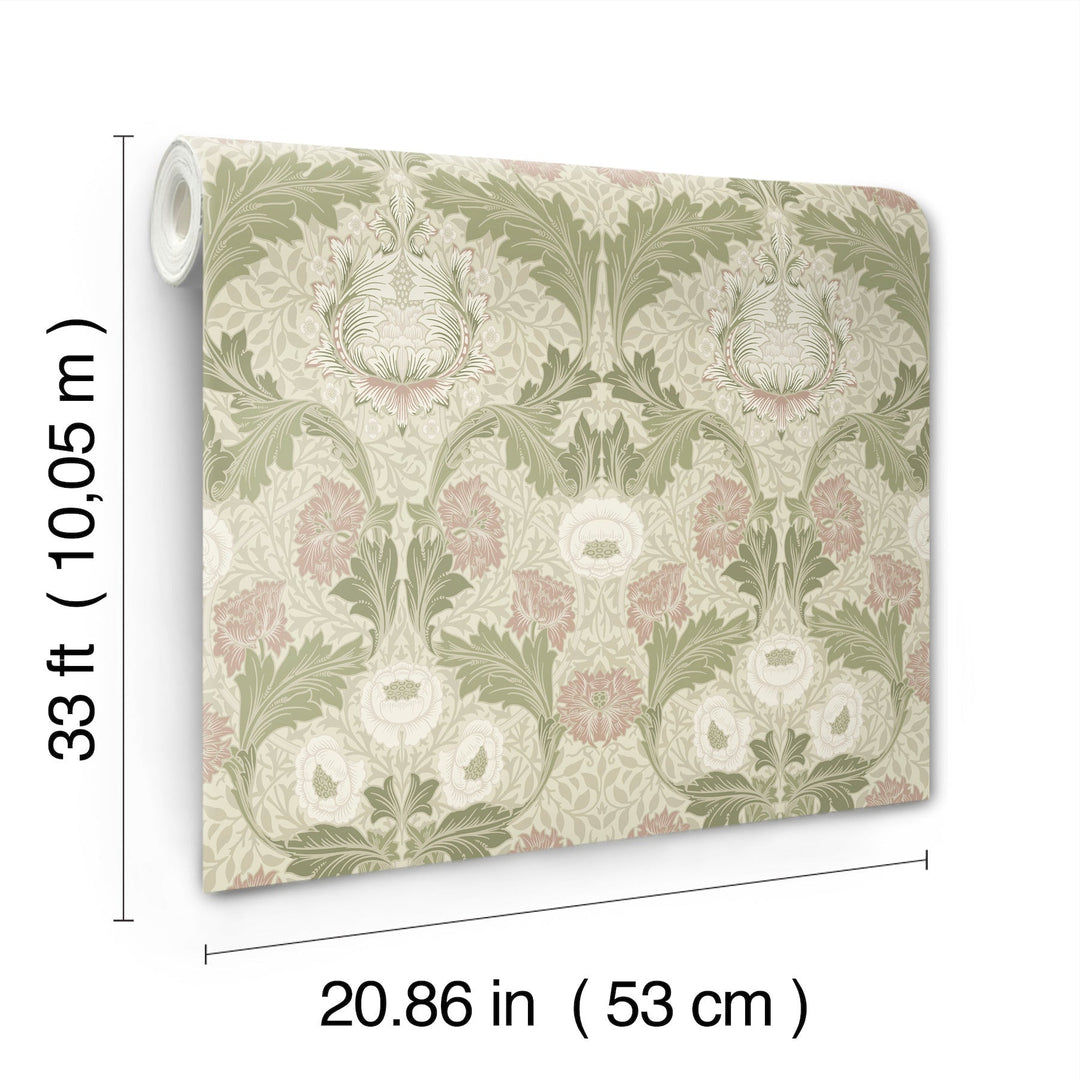 Myrtle Mauve Floral Ogee Wallpaper by A-Street Prints Designer