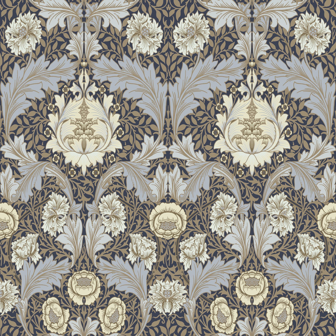 Myrtle Blue Floral Ogee Wallpaper by A-Street Prints Designer