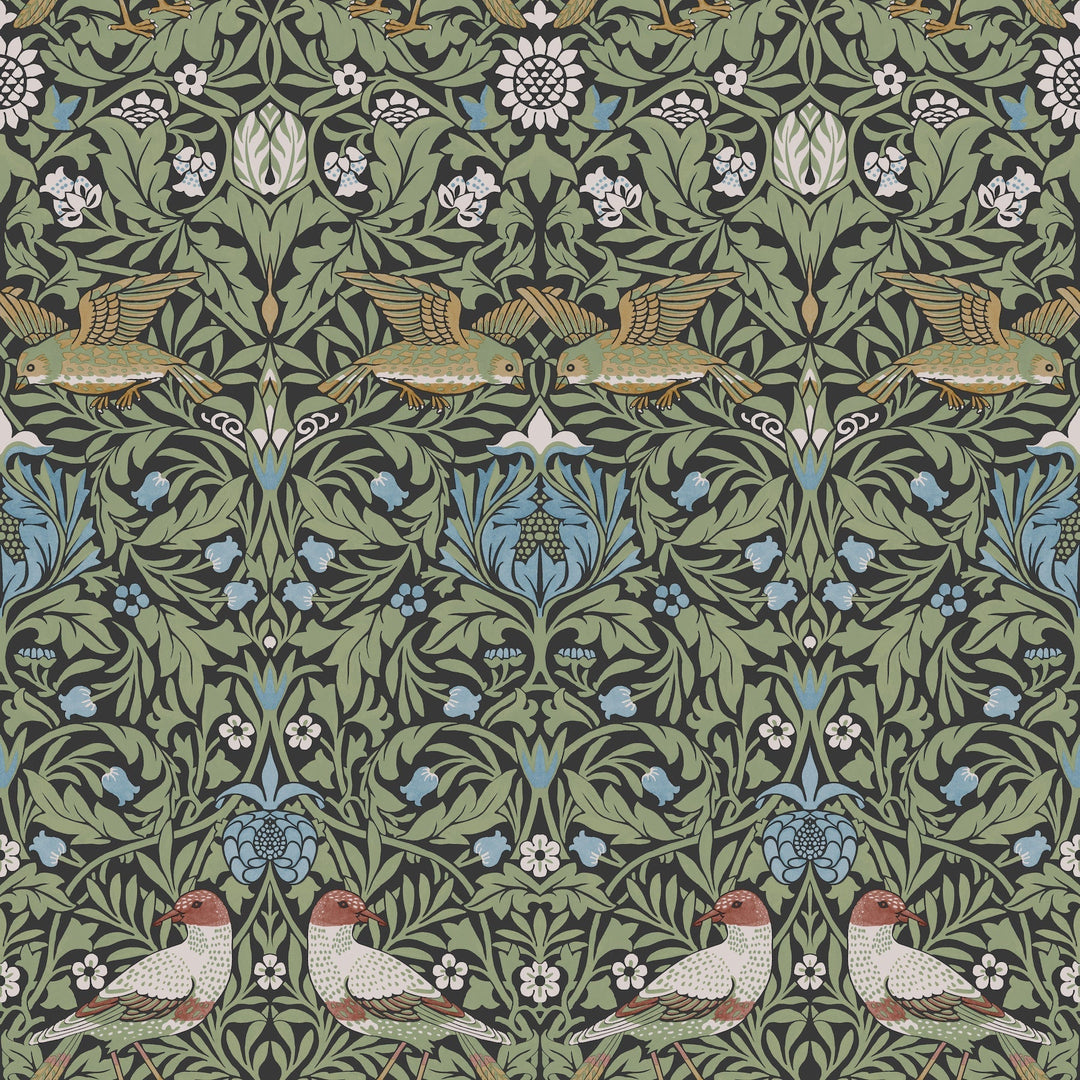 Bird Multicolor Floral Thicket Wallpaper by A-Street Prints Designer