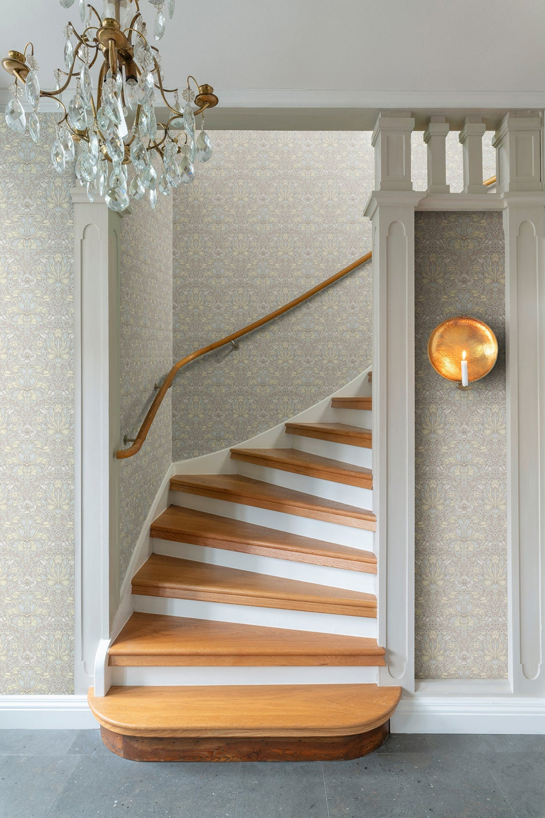 Spring Thicket Light Blue Tulip Damask Wallpaper by A-Street Prints Designer