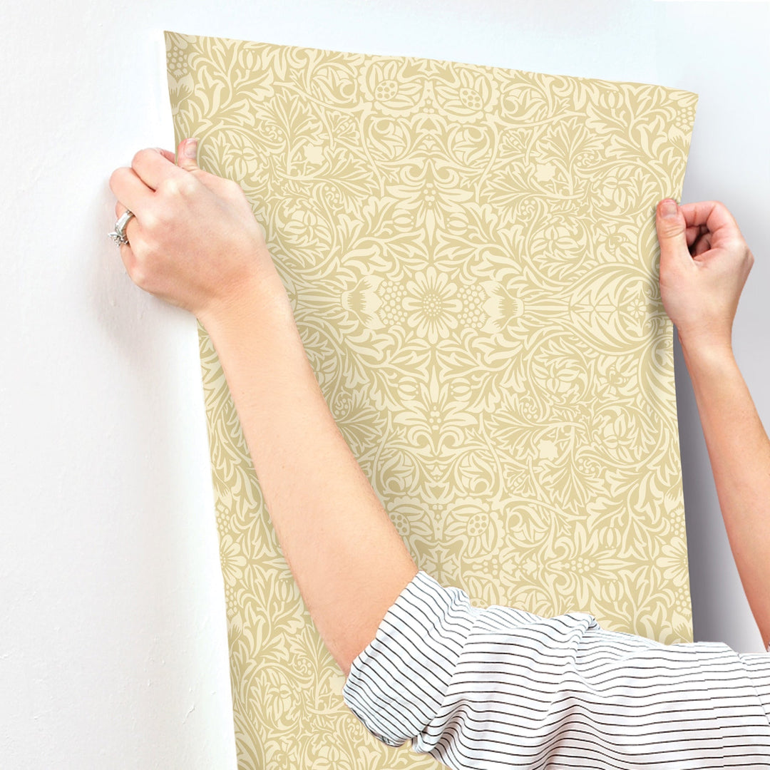 Ceiling Yellow Intricate Floral Wallpaper by A-Street Prints Designer