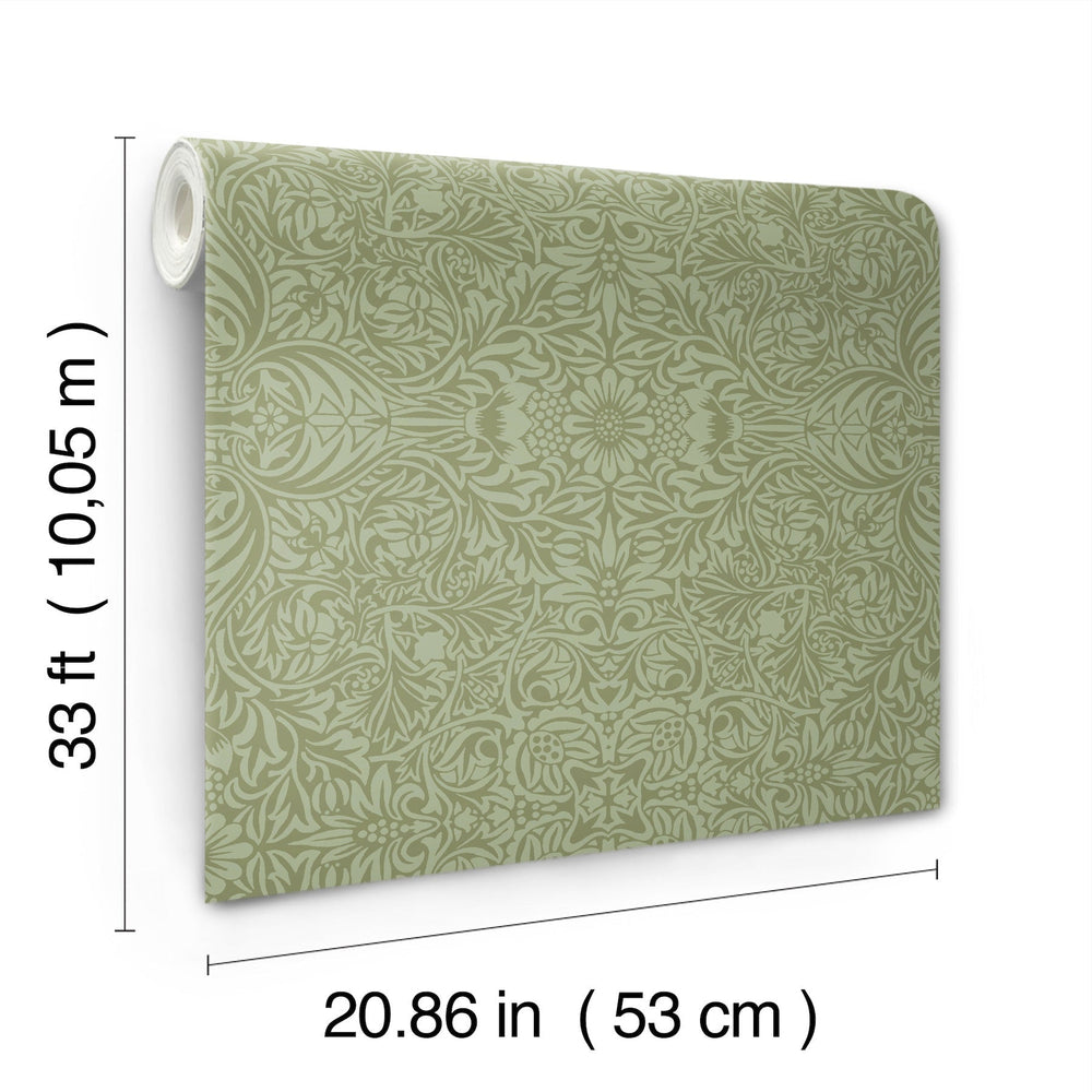 Ceiling Green Intricate Floral Wallpaper by A-Street Prints Designer