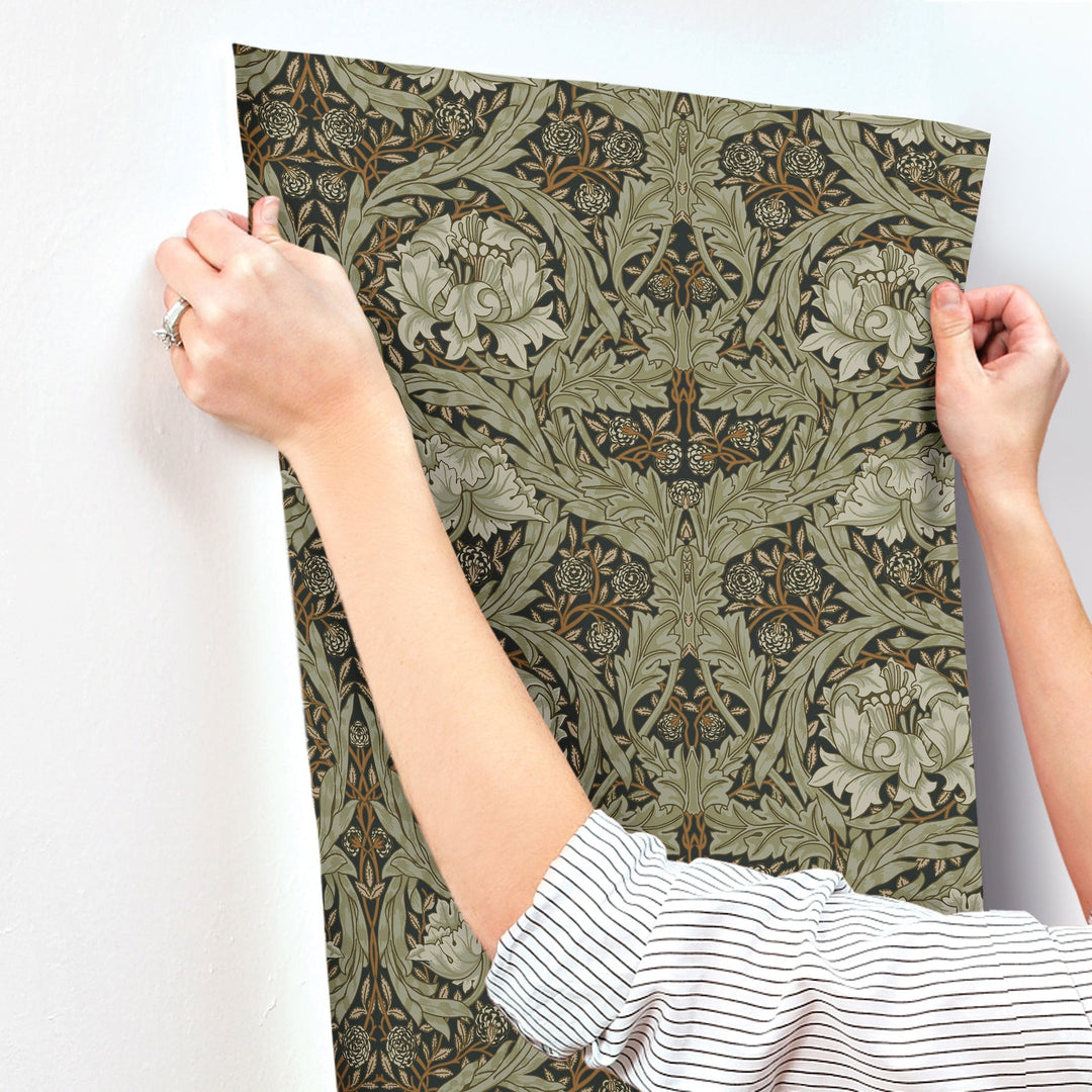 African Marigold Black Floral Wallpaper by A-Street Prints Designer