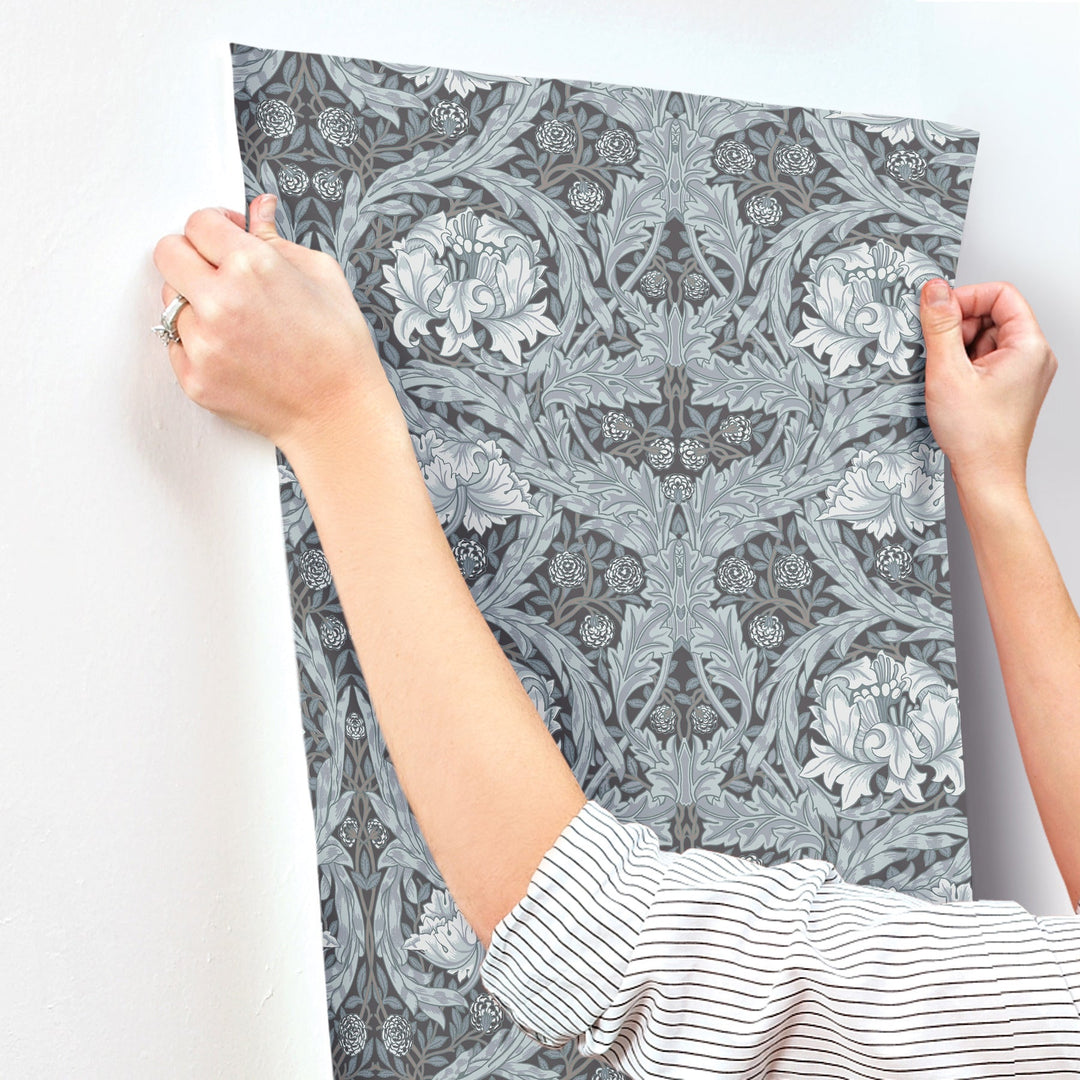African Marigold Dark Blue Floral Wallpaper by A-Street Prints Designer