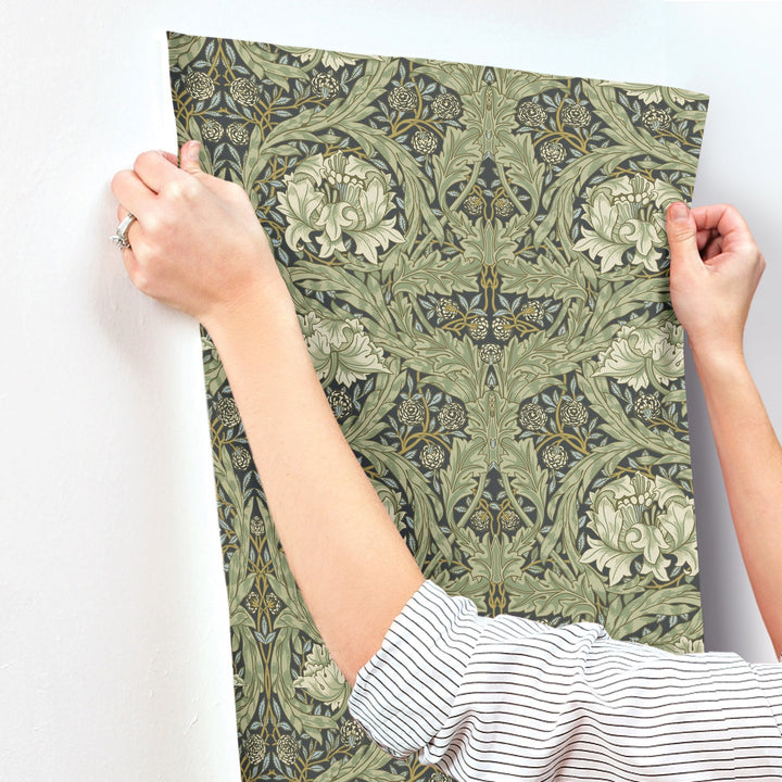African Marigold Sea Green Floral Wallpaper by A-Street Prints Designer